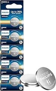 Philips CR2032 Batteries 5 Pack, CR2032 Lithium 3v Coin Battery, Replacement 2032 Battery For Apple Airtag, Car Remote Key, Watches, Key Fobs.
