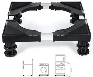 Nefish Mini Fridge Stand Universal Raised Base Adjustable Refrigerator Stands With 4 Strong Feet Washing Machine Pedestal Multi-Functional Bases For Dryer (Black)
