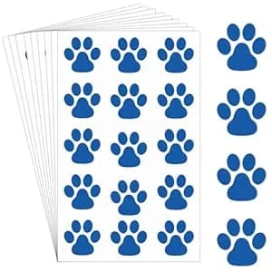 Harloon 20 Sheets 300 Pcs Paw Print Tattoos Temporary Paw Print Face Tattoos Dog Stickers Removable For Cheer Patrol Women Body Arm Foot(Blue)