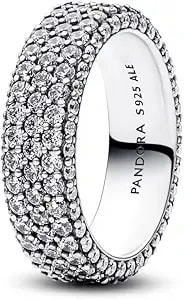 Pandora Timeless Pavé Triple-Row Ring - Silver Ring For Women - Gift For Her - Silver With Clear Cubic Zirconia - With Gift Box