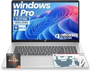 Hp 17 Inch Laptop For Business, Office 365 For The Web, 20gb Ram & 512gb Ssd, Amd Ryzen 5 7430u 6-Core Processor, Fhd Ips Display, Windows 11 Pro, Ai Copilot, Full Numeric Kb