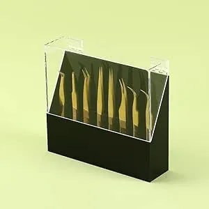 Dust-Proof Acrylic 8 Holes Tweezers Holder, Eyelash Extensions Supplies Display, Acrylic Rack Storage Eyelash Extension Tools With Dust Cover
