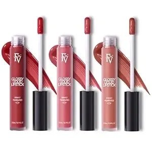 Fv 3pcs Liquid Lipstick With High-Shine Finish, Highly Pigmented & Nourishing Formula, Long Lasting Lip Gloss For Women, Vegan & Cruelty-Free, Royal+Coy+Punchy, 3.5mlx3