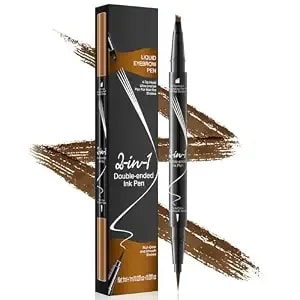 Pinkiou Eyebrow Pen Microblading Eyebrow Pencil - 2 In 1 Twin-Ended Eyebrow Pencil With 4-Fork-Tips And Precision Brush,Light Brown