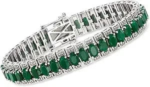 Ross-Simons 30.00 Ct. T.W. Emerald Tennis Bracelet In Sterling Silver