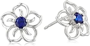 Amazon Collection Sterling Silver Sky Flower Stud Earrings