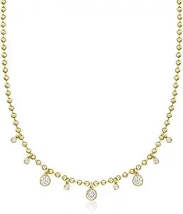 Ross-Simons 14kt Yellow Gold-Plated Bead Necklace With 2.00 Ct. T.W. Czs. 18 Inches