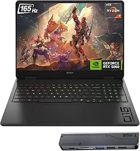 Hp Omen 16 Rtx 5060 Gaming Laptop, 16" Fhd+ 165hz, Amd Ryzen Ai 7 350, 32gb ddr5 Ram, 1tb Ssd, Rgb Backlit Kb, Low Blue Light, Bundle With Thunderobot 7 In-1 Usb-C Hub, Black, Win 11 Home