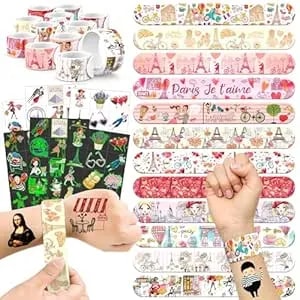 96 Pcs Paris Party Favors Set – 72 Temporary Tattoos & 24 Slap Bracelets For Kids, Paris Themed Party Decorations & Gifts, Ideal Paris Souvenirs And Decor Toys