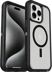 Otterbox Iphone 15 Plus And Iphone 14 Plus Defender Series Xt Clear Case - Dark Side (Black/Clear), Screenless, Rugged, Snaps To Magsafe, Lanyard Attachment