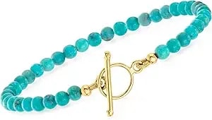 Ross-Simons 3.5-4mm Turquoise Bead Charm-Compatible Toggle Bracelet In 18kt Gold Over Sterling