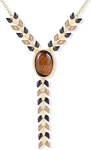 Wrangler Gold Western Y Necklace For Women Statement 14k Country Natural Stone Cowgirl Boho Jewelry