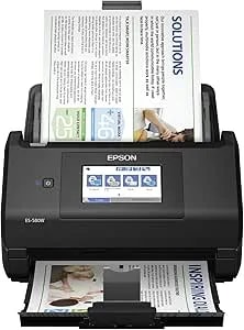 Epson Workforce ES-580W Wireless Color Duplex Tax Receipt & Desktop Document Scanner For PC And Mac With 100-Sheet Auto Feeder (ADF), Intuitive 4.3' Touchscreen