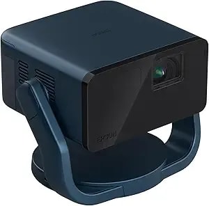 Epson Epiqvision Mini ef22 Portable Smart Laser Projector, Bright 1,000 Lumens, Fhd 1080p Hdr, 3-Chip 3lcd, Google Tv, Netflix, Swivel Stand, Stereo Speakers, Outdoor Backyard/Home Theater - Blue