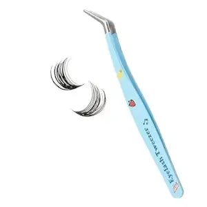 Fadlash Lash Tweezers For Eyelash Extensions Lash Applicator Tool Lash Cluster Tweezers High Precision Eyelash Tweezers For Lash Extensions Tweezers For Diy Lashes Tweezers Kit Lash Tools (Blue)
