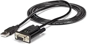 Startech.Com 6ft (1.8m) 1-Port USB To Serial RS232 Adapter, FTDI DB9 Serial DCE Adapter Cable, Null Modem, USB 2.0 - TAA