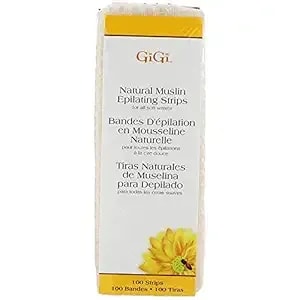 Gigi Waxing Strips For Hair Waxing/Hair Removal, Small Natural Muslin, 100 Epilating Strips