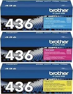 Brother Genuine tn436c tn436m tn436y High Yield Laser Toner Cartridge, 3-Color Pack, 6,500 Pages Each, Compatible With Hl-l8360cdw, Hl-l8360cdwt, Hl-l9310cdw, Mfc-l8895cdw, Mfc-l8900cdw, Mfc-l9570cdw