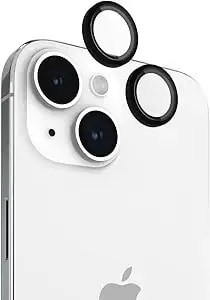 Pelican Camera Lens Protector With Aluminum Rings For Iphone 15 / Iphone 15 Plus - 9h Tempered Glass - Durable Anti-Scratch, Anti-Shatter, Hd View W/Night Shoot, Case Friendly, Easy Install - Black