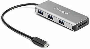 Startech.Com 3 Port 10Gbps USB C Hub With SD Card Reader - 3x USB-A & 1x SD Slot - Portable USB 3.1 Type C Adapter Hub - Laptop Hub - USB Bus Powered - Thunderbolt 3 Compatible , TAA (HB31C3ASDMB)