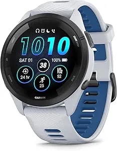 Garmin Forerunner 265 Running Smartwatch, Colorful Amoled Display, Training Metrics And Recovery Insights, Whitestone And Tidal Blue