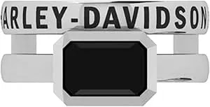 Harley-Davidson Women'S Double Rectangle Rhinestone Ring Set - Sterling Silver
