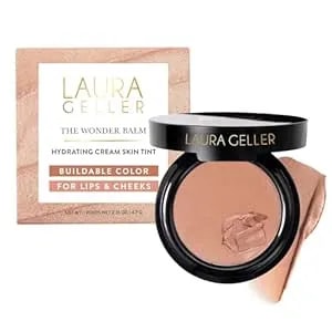 Laura Geller New York The Wonder Balm Cream Illuminator - Hydrating Weightless Subtle Hint Of Color + Glow For Mature Skin - Vegan Squalane - Apply To Cheeks & Lips (01 Nice-N-Natural)