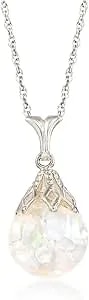 Ross-Simons Floating Opal Pendant Necklace In 14kt White Gold