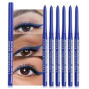 Retractable Creamy Eyeliner Eyeshadow Sticks For Eye Makeup, Ultra Pigmented Mechanical Eye Pencils, Smudge Proof Matte Satin Finish Formula, Longlasting, Vegan & Cruelty-Free (6 Pcs-Sky Blue-06)