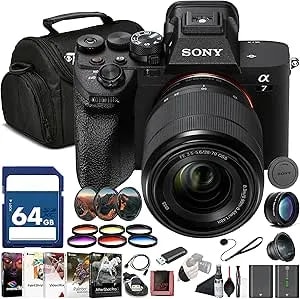 Sony α7 Iv Mirrorless Camera Kit (Ilce-7m4k/B) With 28–70mm Oss Lens - 33 Mp Full-Frame Sensor - 4k/60p Video - 64gb Card, Filter Kit, Wide Angle Lens, Telephoto Lens, Color Filter Kit And More