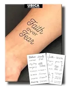 Semi Permanent Tattoo, 2 Sheets Inspirational And Motivational Words Temporary Tattoo, Realistic Small Fake Tattoo Stickers For Women Men, Lasts 7-15 Days For Hand, Waterproof & Non-Reflective