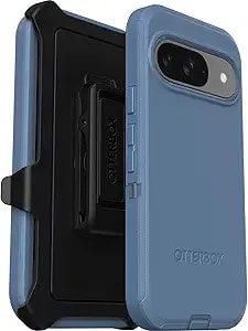 Otterbox Google Pixel 9 & 9 Pro Defender Series Case - Baby Blue Jeans (Blue), Rugged & Durable, With Port Protection, Includes Holster Clip Kickstand