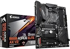 Gigabyte b550 Aorus Elite Ax v2 Amd am4 Atx Motherboard, Supports Ryzen 5000/4000/3000 Processors, ddr4, 12+2 Power Phase, 2x M.2, Pcie 4.0, Front Usb-C, wifi6, 2.5 Gbe Lan, Q-Flash Plus, Rgb Fusion