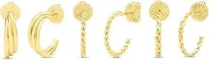 Martha Stewart Everyday Gold Textured Hoop Earrings Set Of 3