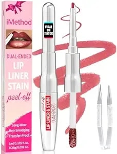 Imethod Lip Liner Stain - Lip Stain, 2-In-1 Dual-Ended Peel Off Lip Stain With Tweezer, Natural Long Lasting Peel Off Lip Liner, Easy To Use For All Skin Types, Stay All Day, Nude Pink