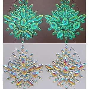 Topz Glow In The Dark Body Gems Halloween Rave Face Jewels Festival Rave Face Gems Sticker Temporary Tattoo Body Jewels Sticker For Halloween Make Up Party