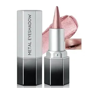 Noerrors Champagne Pink Neutral Metallic Shimmer Eyeshadow Stick, 2 In 1 Natural Cream Glitter Eye Shadow&Eyeliner Pencil For Women Girl, Pigmented Waterproof Long Lasting Eye Brightener Crayon Makeup