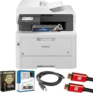 Brother mfcl3780cdw Digital Color All-In-One Laser Printer Bundle With Deco Gear Cps 26 Month Protection Pack, Tech Smart Usa Printer Essentials, Deco Essential 6ft Printer Cable And Hdmi Cable
