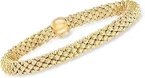 Ross-Simons Italian 18kt Gold Over Sterling Popcorn-Link Bracelet