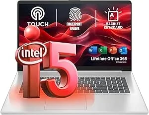 Hp 17.3” Touchcreen Laptop - Backlit Kb And Fingerprint Reader - Intel 13th 10-Core i5-16gb Ram, 1tb Storage (512gb Ssd W/ 512gb External) - Win 11 Home And Microsoft 365 Web W/O Mouse