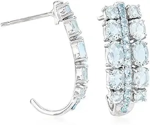 Ross-Simons 2.10 Ct. T.W. Aquamarine And .50 Ct. T.W. Swiss Blue Topaz Earrings In Sterling Silver
