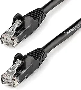 Startech 12ft CAT6 Ethernet Cable - Black CAT 6 Gigabit Ethernet Wire -250Mhz 100W Poe RJ45 UTP Network Patch Cord Snagless With Strain Relief (N6PATCH12BK)