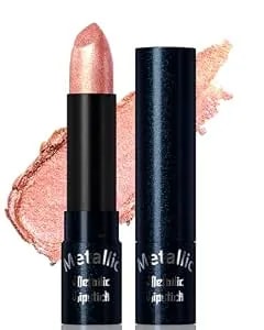 Glitter Nude Pink Metallic Lipstick For Women,Long Lasting Shimmer Sparkling Diamond Lipstick Glitter High Pigmented Lip Gloss Metallic Matte Red Lip Color Stain Waterproof,Non Stick Lips Makeup-01