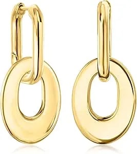 Ross-Simons 18kt Gold Over Sterling Hoop Earrings With Removable Oval Drops