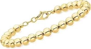 Ross-Simons Italian 6mm 18kt Gold Over Sterling Bead Bracelet