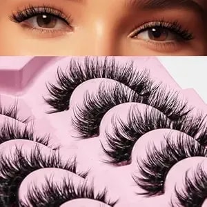 Russian Strip Lashes 7 Pairs Fluffy Wispy Faux Mink Eyelashes Cat Eye Natural Look D Curl False Lashes-r08