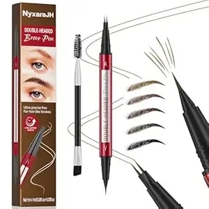 Double-Headed Brow Pen, Ultra-Precise Hair-Like Strokes, Long-Lasting Makeup, 0.03mm Precision Nibs, Available In Light Brown, Brown, Dark Brown, Black Brown, Black (3#Dark Brown)