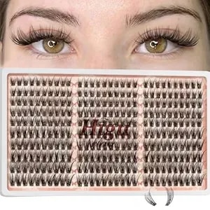 Higu Clace Wispy Lash Clusters Natural 300pcs, 10-16mm C Curl Eyelash Clusters, Diy Cluster Eyelash Extensions For Beginners, Thin Band, Comfortable All-Day Wear For Daily & Special Occasions