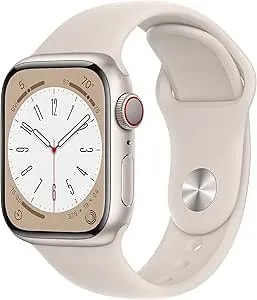 Apple Watch Series 8 [Gps + Cellular, 41mm] - Starlight Aluminum Case With Starlight Sport Band, S/M (Renewed)