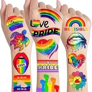 86+ Pcs Lgbt Gay Pride Tattoos For Women Men Adults, Rainbow Temporary Tattoos, Fake Lgbtq Pride Face Tattoos Stickers Body, Rainbow Pride Day Party Accessories Equality Parades Celebrations Festivals